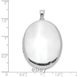 925 Sterling Silver 34mm Oval Photo Pendant Charm Locket Chain Necklace That