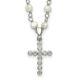 925 Sterling Silver 5mm White Freshwater Cultured Pearl Cubic Zirconia Cz Cross