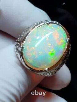 925 Sterling Silver 8.50 Ct Natural fire opal Gemstone jewelry Gift Men's Ring