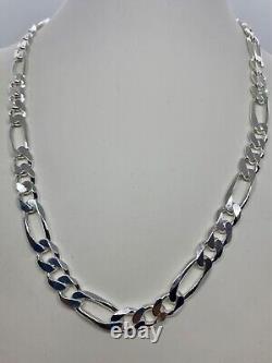 925 Sterling Silver 9.5mm Figaro Link Chain Necklace Women's Men's 18-30 Italy