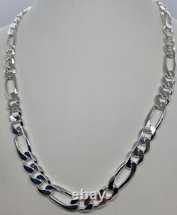 925 Sterling Silver 9.5mm Figaro Link Chain Necklace Women's Men's 18-30 Italy