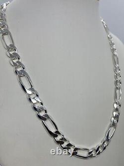 925 Sterling Silver 9.5mm Figaro Link Chain Necklace Women's Men's 18-30 Italy