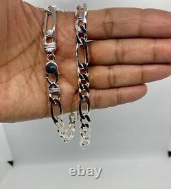 925 Sterling Silver 9.5mm Figaro Link Chain Necklace Women's Men's 18-30 Italy