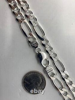 925 Sterling Silver 9.5mm Figaro Link Chain Necklace Women's Men's 18-30 Italy