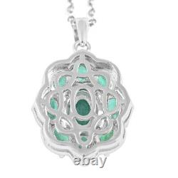 925 Sterling Silver AAA Emerald Pendant Necklace Jewelry Gift Size 18 Ct 1.9