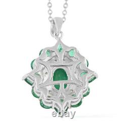 925 Sterling Silver AAA Emerald Pendant Necklace Jewelry Gift Size 18 Ct 2.2