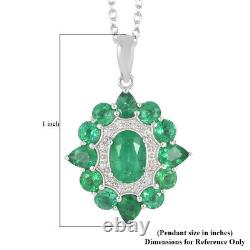 925 Sterling Silver AAA Emerald Pendant Necklace Jewelry Gift Size 18 Ct 2.2
