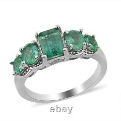 925 Sterling Silver AAA Emerald Ring Jewelry Gift For Women Ct 1.9