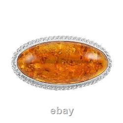 925 Sterling Silver Amber Convertible Pendant to Brooch Jewelry Gift for Womens