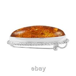 925 Sterling Silver Amber Convertible Pendant to Brooch Jewelry Gift for Womens
