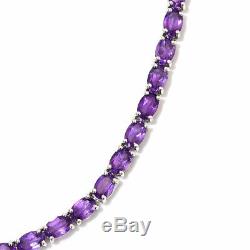 925 Sterling Silver Amethyst Tennis Necklace Gift Jewelry Size 18 Ct 31.4