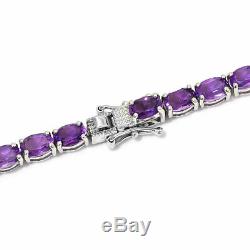 925 Sterling Silver Amethyst Tennis Necklace Gift Jewelry Size 18 Ct 31.4