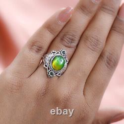 925 Sterling Silver Ammolite Chrome Diopside Ring Jewelry Gift for Women Size 10