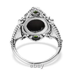925 Sterling Silver Ammolite Chrome Diopside Ring Jewelry Gift for Women Size 10