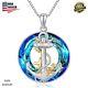925 Sterling Silver Anchor Crystal Pendant Necklace Ocean Jewelry Gift Anchor