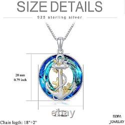 925 Sterling Silver Anchor Crystal Pendant Necklace Ocean Jewelry Gift Anchor