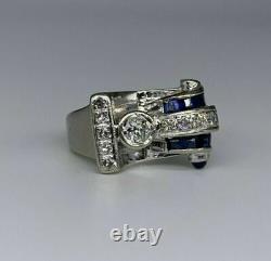 925 Sterling Silver Art Deco Antique Vintage Engagement Gift Ring 1.2 CT Diamond