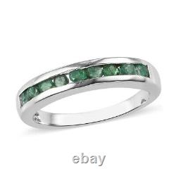 925 Sterling Silver Band Ring Platinum Over Emerald Jewelry Gift Size 7 Ct 1.2