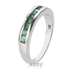925 Sterling Silver Band Ring Platinum Over Emerald Jewelry Gift Size 7 Ct 1.2