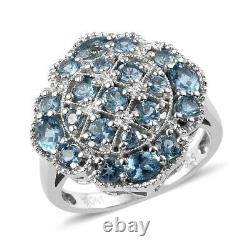 925 Sterling Silver Blue Aquamarine Ring Women Jewelry For Gift Size 7 Ct 3
