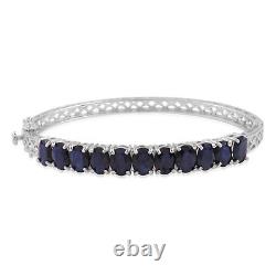 925 Sterling Silver Blue Diffused Sapphire Bangle Jewelry Gift Size 7.5 Ct 30.6
