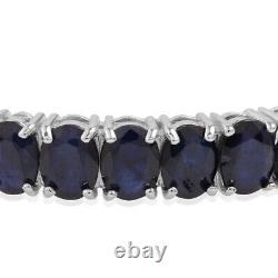 925 Sterling Silver Blue Diffused Sapphire Bangle Jewelry Gift Size 7.5 Ct 30.6