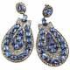 925 Sterling Silver Blue Tanzanite Pave Diamond Earrings Jewelry Gift Her