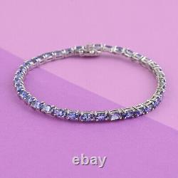 925 Sterling Silver Blue Tanzanite Tennis Bracelet Jewelry Gift Size 6.5 Ct 7.4