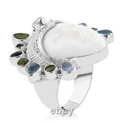 925 Sterling Silver Blue Topaz Peridot Promise Ring Jewelry Gift Size 10 Ct 5.8