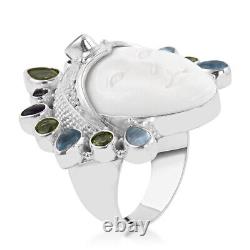 925 Sterling Silver Blue Topaz Peridot Promise Ring Jewelry Gift Size 11 Ct 5.8