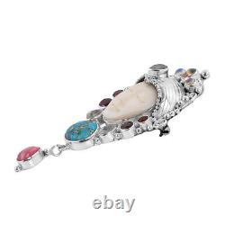 925 Sterling Silver Blue Turquoise Rhodochrosite Pendant Jewelry Gift Ct 11.9