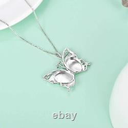 925 Sterling Silver Butterfly Photo Locket Necklace Jewelry Gift For Women Girls