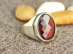 925 Sterling Silver Certified Ruby Men's Ring Handmade Jewelry Gift Free Ship