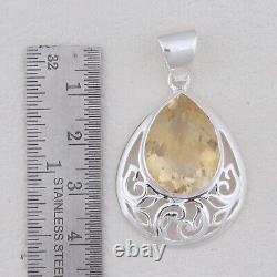 925 Sterling Silver Checkercut Citrine Pendant Jewelry Gift