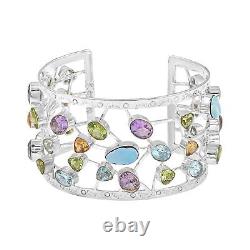 925 Sterling Silver Citrine Opal Cuff Bangle Bracelet Jewelry Gift Size 7 Ct 58
