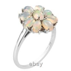 925 Sterling Silver Cluster Ring Platinum Over Opal Jewelry Gift Size 8 Ct 2.8