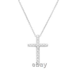 925 Sterling Silver Cross CZ Pendant Chain Necklace Women Men Jewelry 16 Gift