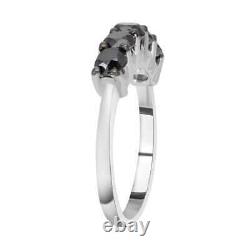 925 Sterling Silver Ct 2 Platinum Over Black Diamond Ring Jewelry Gift Size 9
