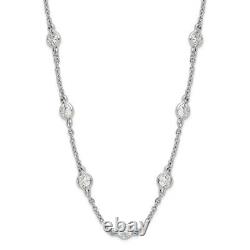 925 Sterling Silver Cubic Zirconia Cz 19 Station Chain Necklace Pendant Charm