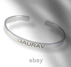 925 Sterling Silver Cuff Bracelet Personalised Jewelry Gift Initials Band Unisex