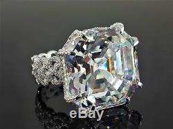 925 Sterling Silver Cz 45ct White Asscher Women Rings Fancy Cocktail Party Gifts