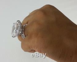 925 Sterling Silver Cz 50ct White Asscher Women Ring Fancy Cocktail Party Gift