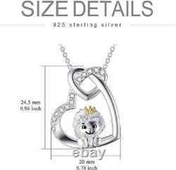 925 Sterling Silver Double Heart Lion Pendant Necklace Gifts for Women Girls Her