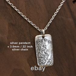 925 Sterling Silver Engraving Tang Grass Fairy Pendant Punk Jewelry 9X053D