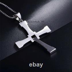 925 Sterling Silver Fast And Furious Dom Toretto Cross Pendant Necklace Gift Box