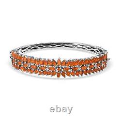 925 Sterling Silver Fire Opal Bangle Cuff Bracelet Jewelry Gift Size 8 Ct 7.3