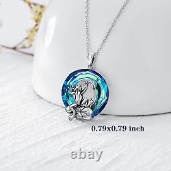 925 Sterling Silver Frog Crystal Pendant Necklace Jewelry Gifts for Women 18+2