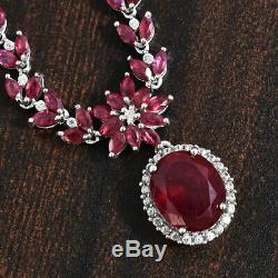 925 Sterling Silver Garnet Necklace Gift Jewelry for Women Size 18 Ct 14.1