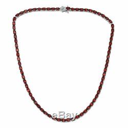 925 Sterling Silver Garnet Tennis Necklace Gift Jewelry Size 18 Ct 39.7