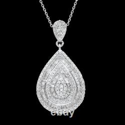925 Sterling Silver Genuine Diamond Pendant Necklace Size 18 Ct 1 I3 Gifts